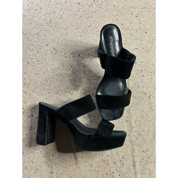 Jeffrey Campbell Adriana Black Platform Sandals Size 8 Chunky Heels Retro - Picture 1 of 7